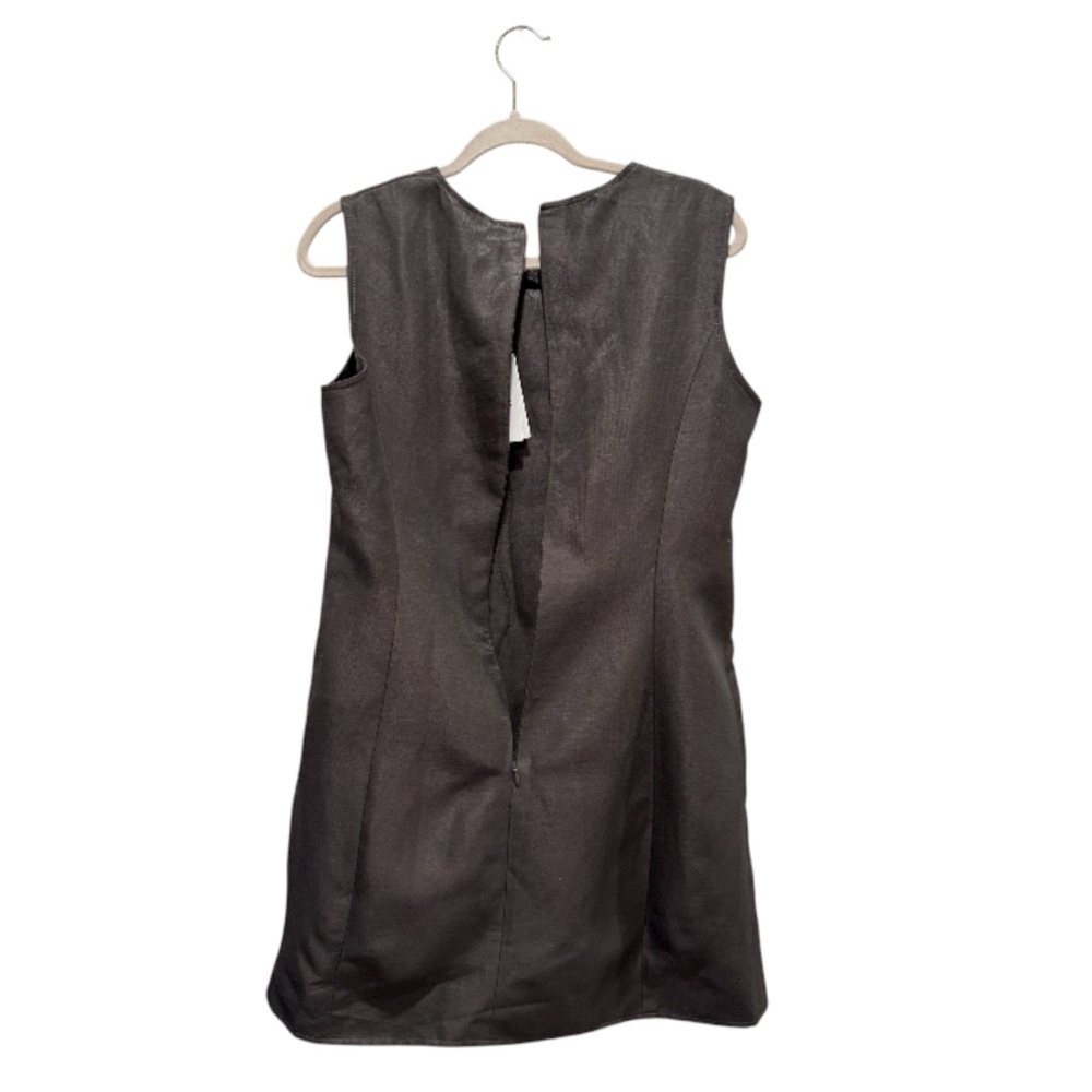 NWT Nocturne Seashell Linen Mini Dress Villa Cocktail Preppy Khaki Green Sz 38/8 - Picture 9 of 16
